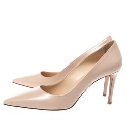 Pre Owned Prada Beige Saffiano Patent Leather Pointed Toe Pumps Size 40