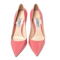 Pre Owned Prada Pink Patent Leather Pointed Toe Pumps Size 37