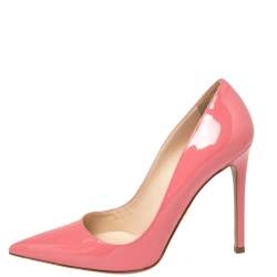Pre Owned Prada Pink Patent Leather Pointed Toe Pumps Size 37