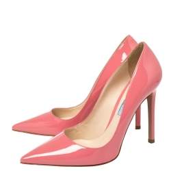 Pre Owned Prada Pink Patent Leather Pointed Toe Pumps Size 37