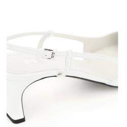 مملوكة مسبقًا Prada White Naplak Leather Logo Slingbacks Size IT 39