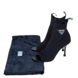 مملوكة مسبقًا Prada Black Stretch Fabric Ankle Booties Size 37.5