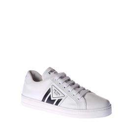 مملوكة مسبقًا Prada White Soft Calf Leather Sneakers Size EU 40