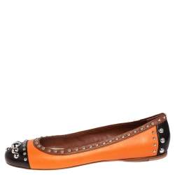 Prada Tri Color Leather Studded Ballet Flats Size 40