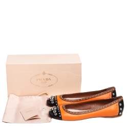 Prada Tri Color Leather Studded Ballet Flats Size 40