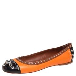 Prada Tri Color Leather Studded Ballet Flats Size 40