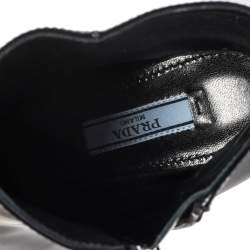 Pre Owned Prada Black Patent Leather Slanted Heel Pointed Toe Ankle Boots Size 38