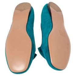 Pre Owned Prada Blue Suede Bow Ballet Flats Size 40.5