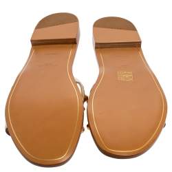 Pre Owned Prada Gold Leather Studded Flat Slides Size 41