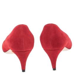 Pre Owned Prada Red Suede Pointed Toe Pumps Size 38
