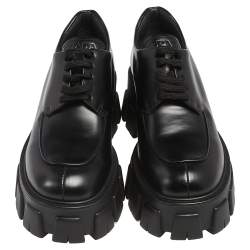 Pre Owned Prada Black Leather Lace Up Oxford Size 38.5