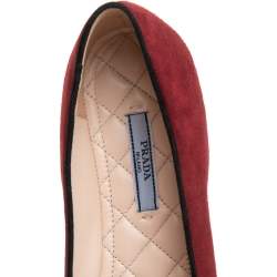 Pre Owned Prada Red Suede Bow Ballet Flats Size 40