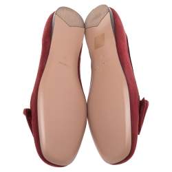 Pre Owned Prada Red Suede Bow Ballet Flats Size 40