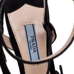 Prada Black Suede Strappy Open Toe Sandals Size 38