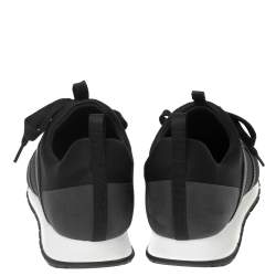 Pre Owned Prada Black Fabric And Leather Lace Up Sneakers Size 39