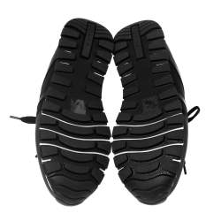 Pre Owned Prada Black Fabric And Leather Lace Up Sneakers Size 39