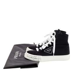 Pre Owned Prada Black Canvas Cassetta High Top Sneakers Size 38