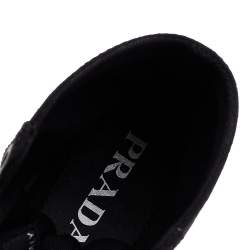 Pre Owned Prada Black Canvas Cassetta High Top Sneakers Size 38