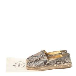 Pre Owned Prada Beige Python Leather Espadrille Flats Size 38