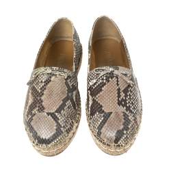 Pre Owned Prada Beige Python Leather Espadrille Flats Size 38