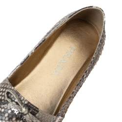 Pre Owned Prada Beige Python Leather Espadrille Flats Size 38