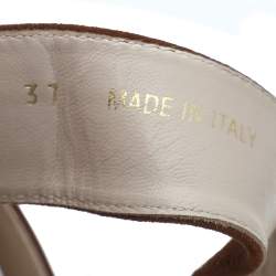 Pre Owned Prada Brown Suede Platform Ankle Strap Sandals Size 37