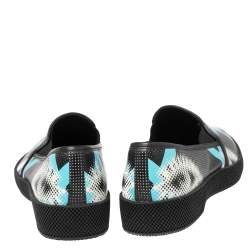 Pre Owned Prada Black/White Leather Slip On Sneakers Size 38