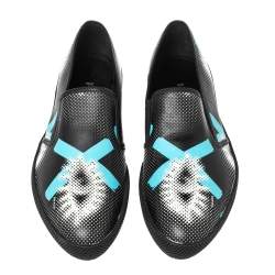 Pre Owned Prada Black/White Leather Slip On Sneakers Size 38