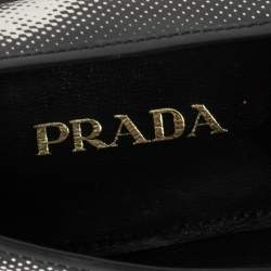 Pre Owned Prada Black/White Leather Slip On Sneakers Size 38