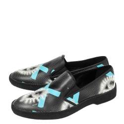 Pre Owned Prada Black/White Leather Slip On Sneakers Size 38