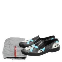 Pre Owned Prada Black/White Leather Slip On Sneakers Size 38