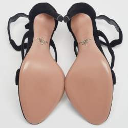 Pre Owned Prada Black Suede Scalloped Open Toe Sandals Size 38