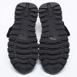 Pre Owned Prada Black Knit Fabric Logo Sock Runner High Top Sneakers Size 38