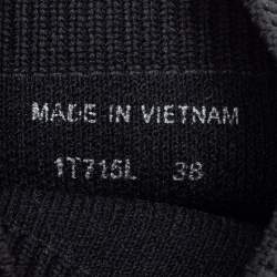 Pre Owned Prada Black Knit Fabric Logo Sock Runner High Top Sneakers Size 38