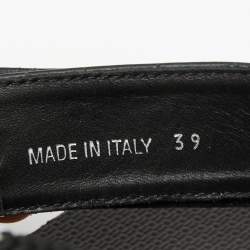 Pre Owned Prada Black/White Leather And Rope Donna Nastro Platform Sandals Size 39