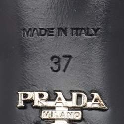 Pre Owned Prada Beige/Black Leather Slingback 65 Kitten Heel Pumps Size 37