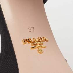 Prada Black  PVC  And Canvas Open Toe Platform Ankle Strap Sandals Size 37