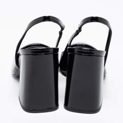 Pre Owned Prada Black Patent Leather Slingback Sandals Size 37.5