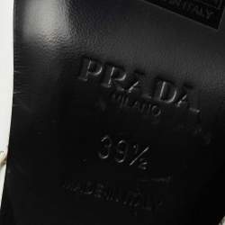 Pre Owned Prada White Patent Leather Pointed-Toe Slingback Pumps Size 39.5