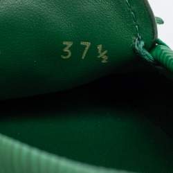 Pre Owned Prada Green Saffiano Leather Bow Loafers Size 37.5