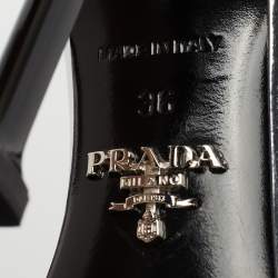 Pre Owned Prada Multicolor Floral Appliqué Patent Leather Ankle Strap Sandals Size 36