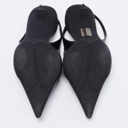 Pre Owned Prada Black Brushed Leather Slingback Pumps Size 38