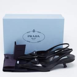Pre Owned Prada Black Brushed Leather Slingback Pumps Size 38