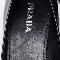 Pre Owned Prada Black Leather Pointed Toe Pumps Size 38.5