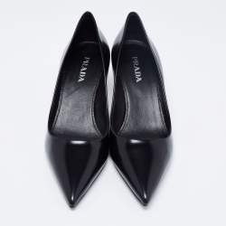 Pre Owned Prada Black Leather Pointed Toe Pumps Size 38.5
