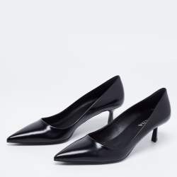 Pre Owned Prada Black Leather Pointed Toe Pumps Size 38.5