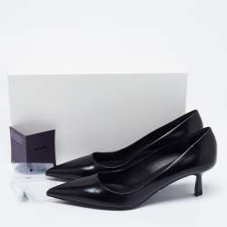 Pre Owned Prada Black Leather Pointed Toe Pumps Size 38.5