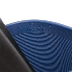 Pre Owned Prada Navy Blue Rubber Graphic Logo Flat Pool Slides Size 38