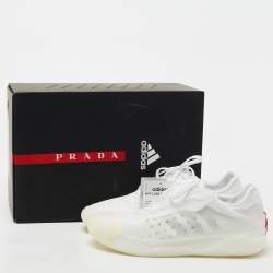 Pre Owned Prada x Adidas White/Grey PVC Lace Up Sneakers Size 41 1/3