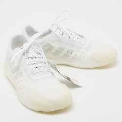 Pre Owned Prada x Adidas White/Grey PVC Lace Up Sneakers Size 41 1/3